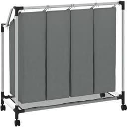 TIM® Wasmand 4 Vakken - Wasmand - Wassorteerder - 20KG - Grijs - 96cm x 40cm x 92cm — thumbnail 5