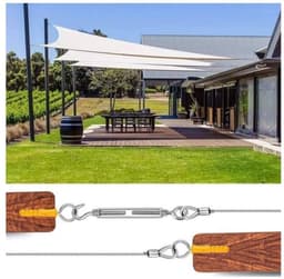 Hangende waslijn roestvrij stalen kabel - hangende roestvrijstalen kabel - 30M wastouw voor buiten - droogrek voor buitenkleding - metalen kabel voor buiten - roestvrijstalen relingkabelset — thumbnail 3