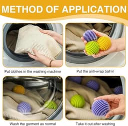 6 stuks - Zachte rubberen wasballen - Vlekverwijderende en anti-klit wasballen - Anti-klitmiddel voor voorlader wasmachines - Willekeurige kleur - Wasballen voor donsjassen - Wasballen speciaal voor wasmachines — thumbnail 5