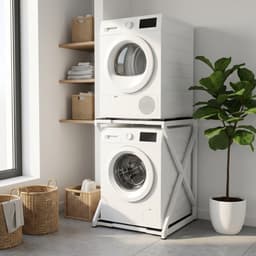 Livista Wasmachine Verhoger - Wasmachine Stapelrek - Universeel Wasmachine en Droger Verhoger - Wasmachine Ombouw - Wasmachinerek - Wasmachine Sokkel - Metaal Wit - Anti Vibratie - Robuust - Stevig - Stabiel — thumbnail 1