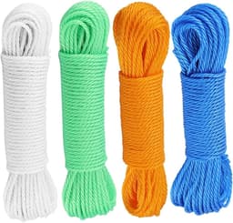Waslijn Nylon - Droogrek Buiten - Kleding Drogen - Weerbestendig Materiaal - 20 Meter - Oranje — thumbnail 4