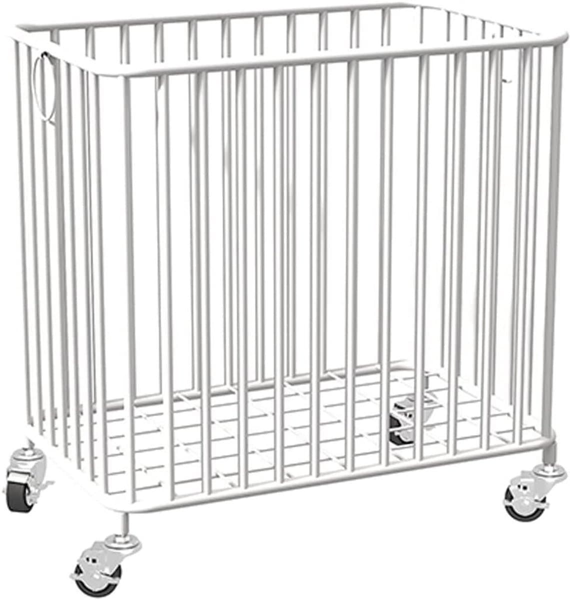 Wasmand met wielen - Opbergmand kleding - Vuile was sorteren - Robuuste metalen constructie — afbeelding 1