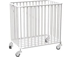 Wasmand met wielen - Opbergmand kleding - Vuile was sorteren - Robuuste metalen constructie