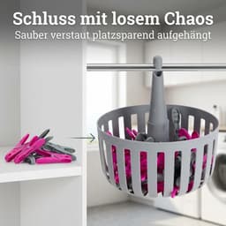 Dailygoods- Wasknijpermand met 30 klemmen - Robuuste mand - Praktische opbergmand - UV-bestendig - Weerbestendig - Ruimtebesparend - Wasmand — thumbnail 4