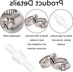Terugslagventiel 10 mm met 2 klembanden voor water, gas en vloeibare lucht, ideaal voor wasmachines en leidingen — thumbnail 2