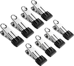 Metalen Wasknijpers - Kledingklemmen Clips - Huishoudelijk Gebruik - Roestvrij Staal - 8 stuks - Zwart — thumbnail 1