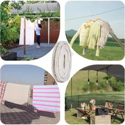 Kledinglijn met Haken - Reis Waslijn - Buiten Drogen - Windproof Ontwerp - 5 Meter - Grijs — thumbnail 5