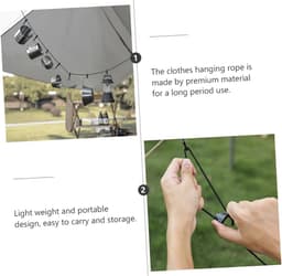 Outdoor Waslijn - Kledinglijn Clips - Reizen Kamperen - Verstelbaar Lichtgewicht - 500 cm - Zwart — thumbnail 4