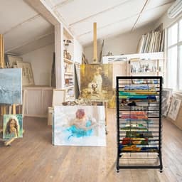 Functioneel foto droogrek met 18 verwijderbare planken en slotbare wielen voor kunst en afdrukken — thumbnail 3