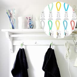 20 stuks metalen handdoekclips - gekleurd plastic touw - badkamerclips - keukenclips - met ophangringen -15*20*50mm- geschikt voor gebruik in badkamers, keukens, kamers, enz. - geel, rood, blauw, groen, wit — thumbnail 2