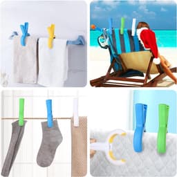 Set van 8 Handdoek Klemmen voor Strandstoelen, Grote Kledingknijpers in 4 Kleuren, Ideaal voor Handdoeken, Bedlinnen en Dikke Kledingstukken — thumbnail 5