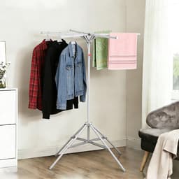 Verstelbaar Staand Droogrek met 6 Vleugels voor Binnen en Buiten, Vouwbaar en Stabiel, Ideaal voor Droogmolen en Wasdroger, Hoogte 120-170 cm — thumbnail 5