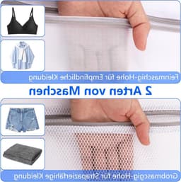 4-delige Wasnetten voor Wasmachine - Grote 50 x 60 cm Waszakken met Rits voor Kleding, Ondergoed en Handdoeken, Geschikt voor Delicate Was en Bescherming tegen Beschadiging — thumbnail 5