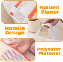 ZEYNOMAX- Waszak - Set van 3 - Polyester - Antislip - Waszakken voor wasgoed - Bescherming voor kleding - Afmetingen: 30x30/40x40/50x50 cm - Wasnet — thumbnail 5
