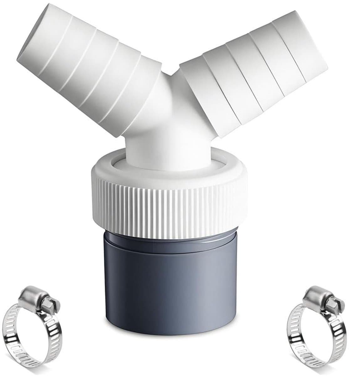 JHUBERS - Y-Adapter Afvoer voor Vaatwasser en Wasmachine - 40mm met 2 Slangklemmen — afbeelding 1