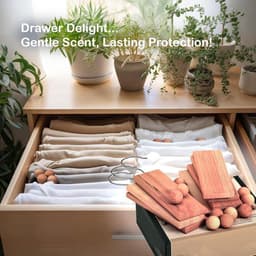 Cederhouten Kledingbescherming - Kastverfrisser Ladeverfrisser - Kleding Opbergen Beschermen - Natuurlijke Geur Vochtwerend - 15 Hangers 25 Ballen - Natuurlijk Hout — thumbnail 3