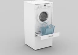MOBISTOXX Wasmachine Kast - Set van 2 - Wasmachine Verhoger - Wasmachine Ombouw - 134 cm x 65 cm x 144 cm (B x D x H) - Met Lade Voor Wasmand - Voor Wasmachine en Droogkast - Wit — thumbnail 4