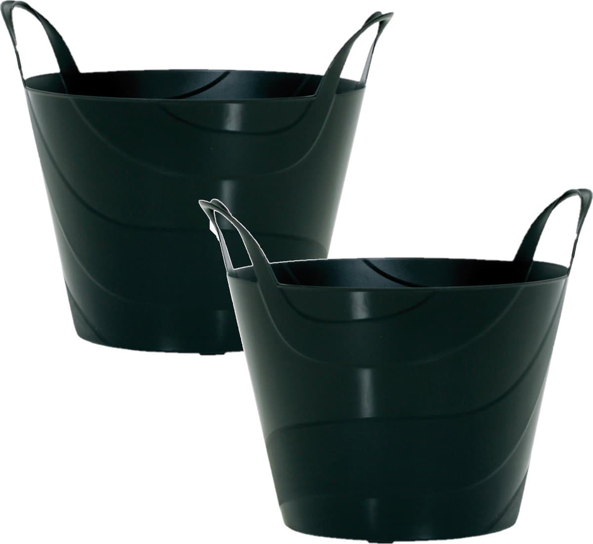 Prosperplast Flexibele Emmer - 3x - 30 liter - zwart - wasmand - kuip - flexibel - met handvaten — afbeelding 1