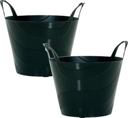 Prosperplast Flexibele Emmer - 3x - 30 liter - zwart - wasmand - kuip - flexibel - met handvaten — thumbnail 1