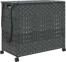 vidaXL - Wasmand - op - wielen - 66x35x60 - cm - rattan - grijs — thumbnail 1