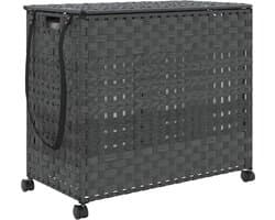 vidaXL - Wasmand - op - wielen - 66x35x60 - cm - rattan - grijs