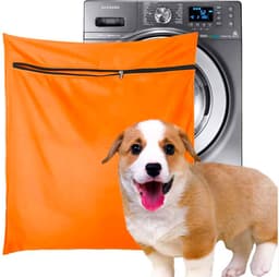 Waszak Voor Huisdieren Wasgoed - 65x70cm - Met Rits Voor Wasmachines - Vangt Dieren Haren Op - Oranje — thumbnail 1