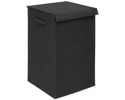 5Five Eureka sorteer wasmand - 74 liter - zwart - 37 x 37 x 60 cm - MDF/Polyester stof - met afsluitklep