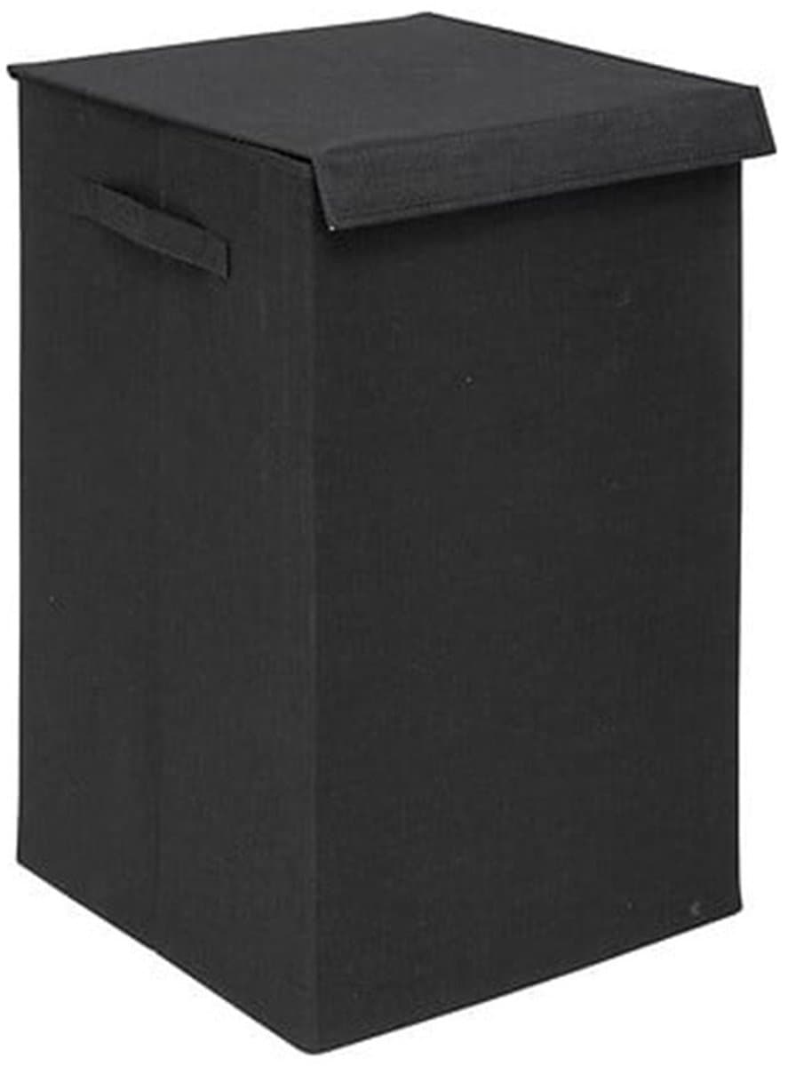 5Five Eureka sorteer wasmand - 74 liter - zwart - 37 x 37 x 60 cm - MDF/Polyester stof - met afsluitklep — afbeelding 1