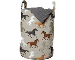New Bed, Wasmand met Paard Motief voor Paardenliefhebbers, Opbergmand kinderkamer met Handvatten en Koordsluiting, Speelgoedmand kinderen - Speelgoedkist - Wasbox - 33 x 48 cm — afbeelding 1