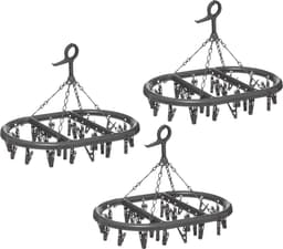 5Five Droogcarrousel/droogmolen - 3x - donkergrijs - met 24 knijpers - 45 x 33 cm van kunststof - Droogrekje — thumbnail 1
