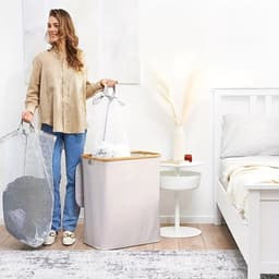 Bovista Wasmand 2 Vakken - Wassorteerder - Laundry Basket - Bag - Wit - 100 Liter — thumbnail 3