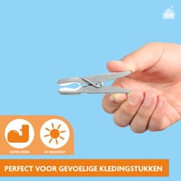LaundrySpecialist Wasknijpers soft grip - Grijs/wit - 20 stuks - extra lang en stevig - Gemaakt van 85% gerecycled materiaal - wasknijpers plastic - wasknijpers kunststof - knijpers plastic - Made in EU — thumbnail 3