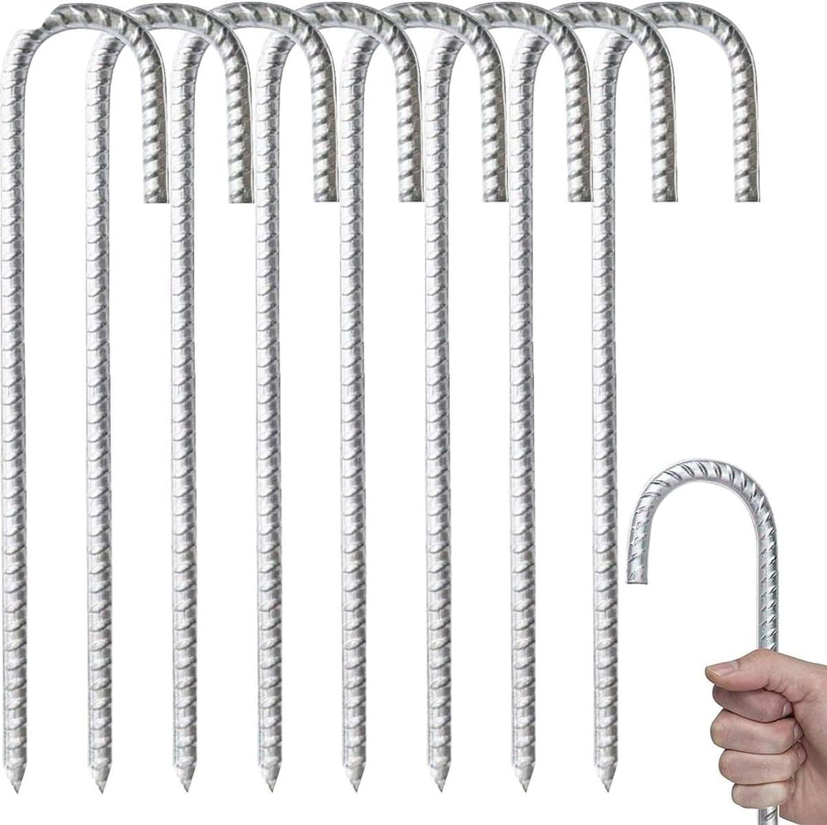 Heavy Duty Stalen Grondstakes J Haken Ankers - Extra Sterke Ankorage Stakes voor Tenten en Trampolines — afbeelding 1