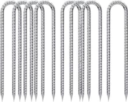 30 cm lange grondanker haringen - 8 stuks U-haken bodemspijkers - verzinkt bevestiging voor trampoline camping tenten luifels kippenhok — thumbnail 1