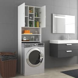 Wasmachine ombouw - Kast - Opbouwmeubel - Verhoger - Wasmachine meubel - Opbergkast - Hout - 64x25,5x190 cm - Wit — thumbnail 3
