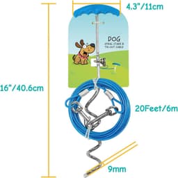 20ft Zware Hond Stropdas Kabel met Grondstaak - Ideaal voor Buiten Gebruik — thumbnail 2