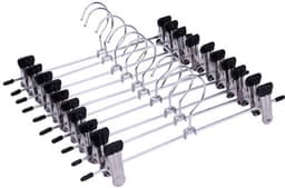 10-pack roestvrijstalen metalen broekkleerhanger kledingrek broekrekbeugel met 2 verstelbare clips — thumbnail 1