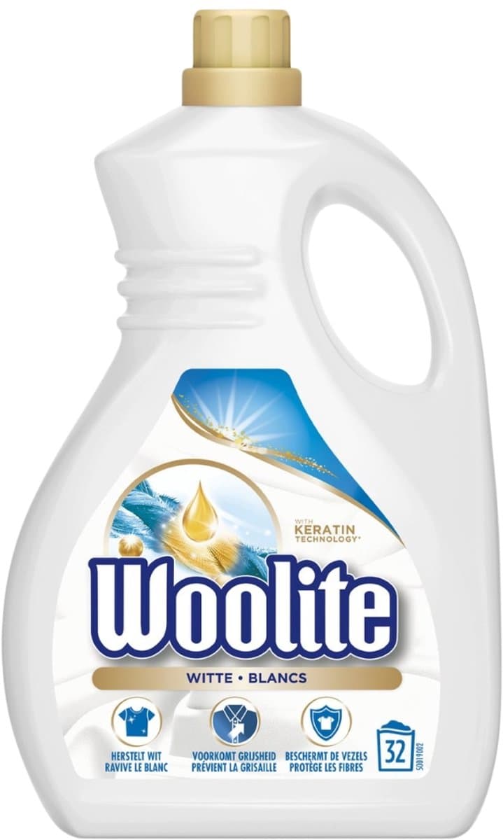 Woolite White - Vloeibaar Wasmiddel - Met Keratine - Witte Was - 32 Wasbeurten - 1,9L - Voordeelverpakking - 6 stuks — afbeelding 1