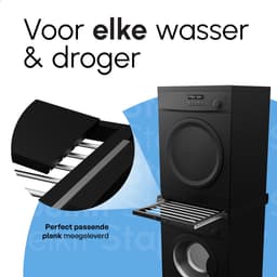 Bodo® Stapelkit - Tussenstuk met Handdoekhouder en Plank - Wasmachine en Droger - Zwart — thumbnail 3