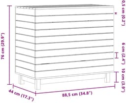vidaXL - Wasmand - 88,5x44x76 - cm - massief - grenenhout - wit — thumbnail 2