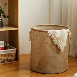 Wasmand Katoen - Opbergmand 52 ltr - Mand Rond met handvaten - Wasbox Opvouwbaar - Speelgoedmand — thumbnail 3