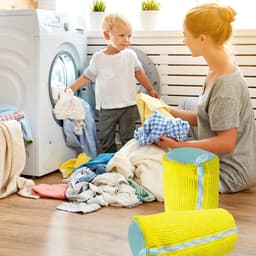 2-delige schoenenwaszakken, multi-beschermingswasnet, zelfreinigende schoenen verdikte schoenenwaszakken, herbruikbare sneakerwaszakken, geschikt voor de meeste soorten en maten schoenen, beschermt schoenen en wasmachines tegelijkertijd - geel — thumbnail 3