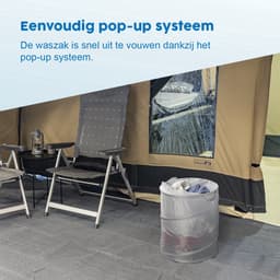 ProPlus Waszak - Wasmand - Pop-up Waszak - Ø 45 cm - Camping Wasmand - Camper/caravan wasmand - Ruimtebesparend - voor Campingreizigers - met Handvat - Opbergmand - Opvouwbaar - Grijs — thumbnail 3