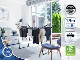 Leifheit droogrek Pegasus 180 Solid - 18 mtr drooglengte - zwart — thumbnail 3