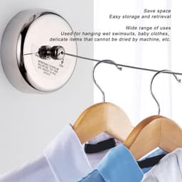 Retractable Clothesline - Stainless Steel Double Pulley Washing Rope - Wall Extendable Drying Rack - Indoor and Outdoor Use - 2.8M — thumbnail 3