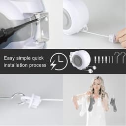 Intrekbare Waslijnen voor Thuis en Outdoor - Dual Heavy Duty Waslijnen - 30M Wit washing line — thumbnail 2