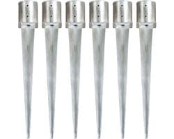 vidaXL - Grondpinnen - 6 - st - 12x91 - cm - gegalvaniseerd - staal - zilverkleurig