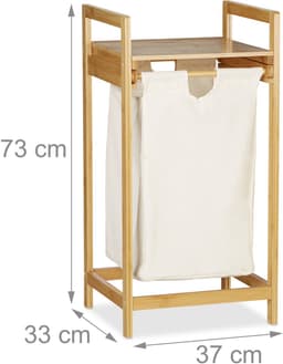 wasmand bamboe - 30 liter - met plank - op poten - rechthoekig - natuur — thumbnail 3