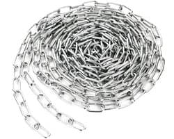 RVS ketting 3 mm, 6 m lang, roestvrij staal, 304 kwaliteit, stevig en duurzaam, geschikt voor hekopknoping, hond uitlaten, zwaaien en wasgoed drogen.