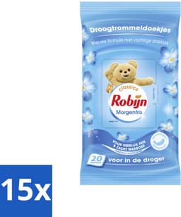 Robijn Droogtrommeldoekjes Morgenfris 20 stuks per verpakking - Bulkverpakking - 15 stuks — thumbnail 1